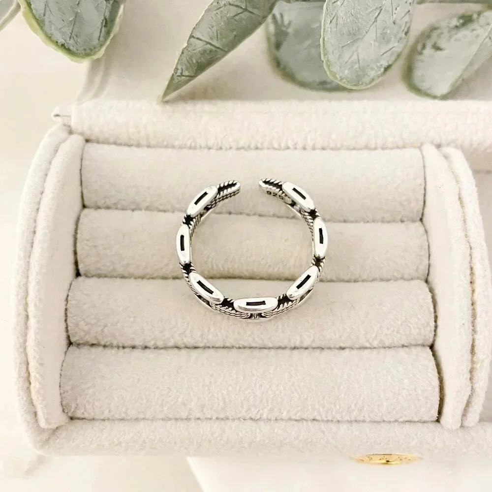 925 Sterling Silver Minimalist Ring Curb Chain Ring Chain Link Ring Dainty Ring